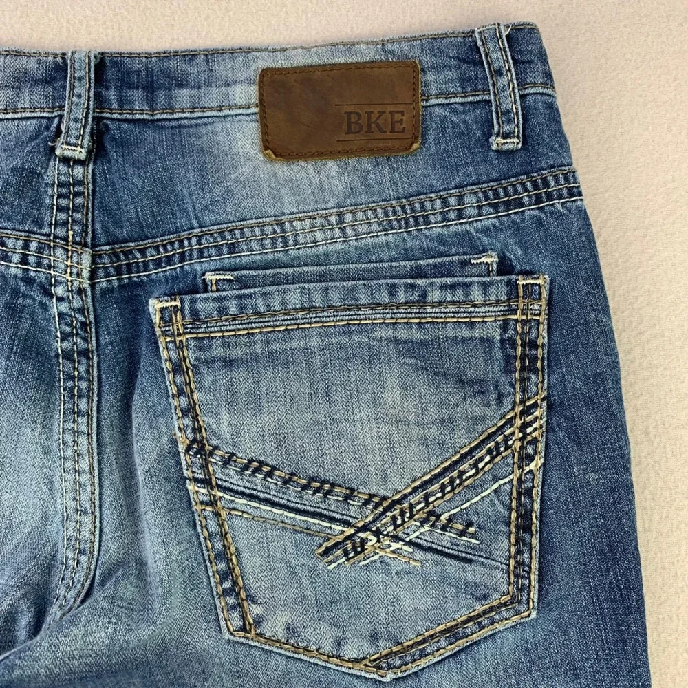 BKE Ryan Straight‎ Leg Jeans Men's 34S Blue Denim 100% Cotton Western Stretch